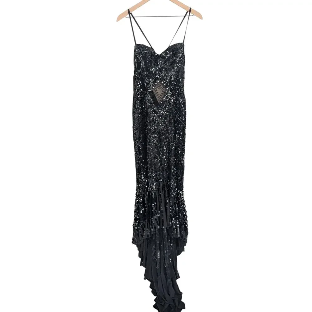 Mandalay Black Sequin High Low Formal Dress Size 4